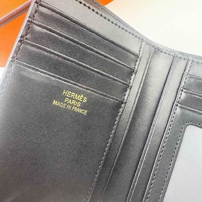 エルメス風 ルリ 三つ折り財布 アリゲーター型押し ブラック ゴールド金具 レディースher231