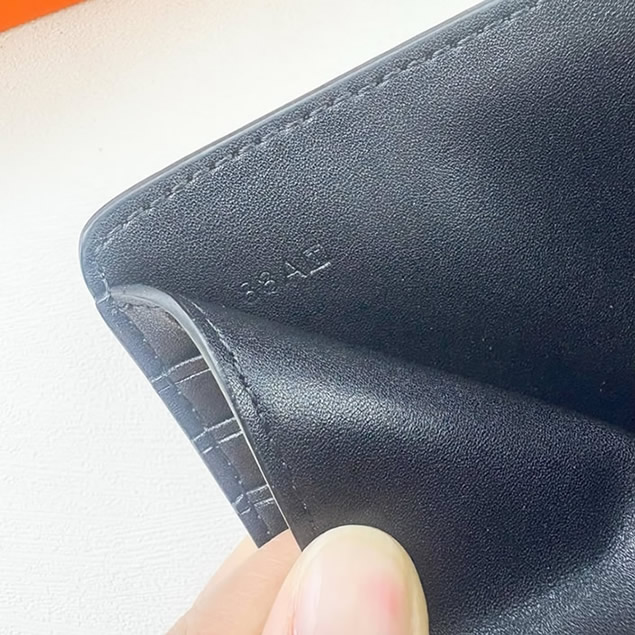 エルメス風 ルリ 三つ折り財布 アリゲーター型押し ブラック ゴールド金具 レディースher231