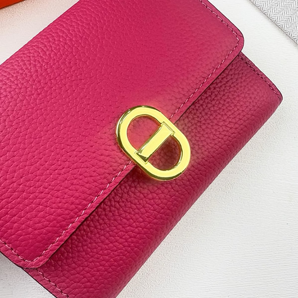 エルメス風 ルリ 三つ折り財布 アリゲーター型押し ブラック ゴールド金具 レディースher231