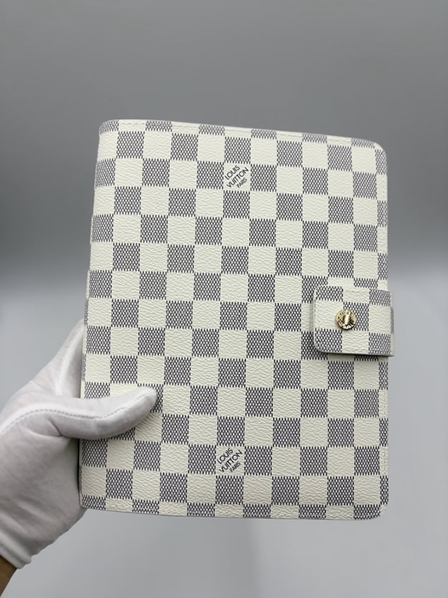 ルイヴィトン風 ダミエ・アズール アジェンダ mm 手帳カバー 6穴式 システム手帳 2026年カレンダー付