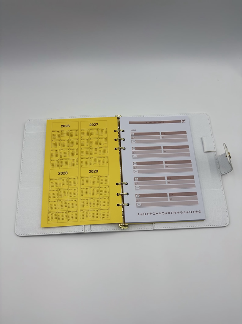 ルイヴィトン風 ダミエ・アズール アジェンダ mm 手帳カバー 6穴式 システム手帳 2026年カレンダー付m20002
