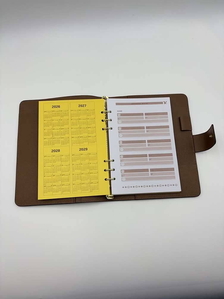 ルイヴィトン風 モノグラム アジェンダ mm 手帳カバー 6穴式 システム手帳 2026年カレンダー付きm20002