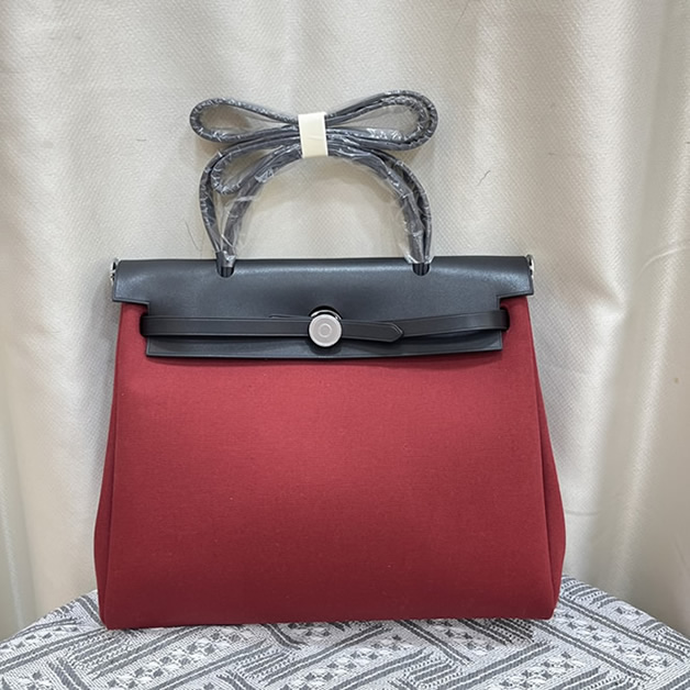 エルメス エールバッグ・ジップ 31 トワルオフィシエ シルバー金具 w刻印 ハンドバッグ レディース he030