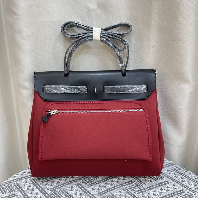 エルメス エールバッグ・ジップ 31 トワルオフィシエ シルバー金具 w刻印 ハンドバッグ レディース he030