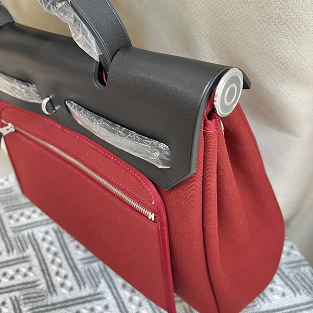 エルメス エールバッグ・ジップ 31 トワルオフィシエ シルバー金具 w刻印 ハンドバッグ レディース he030