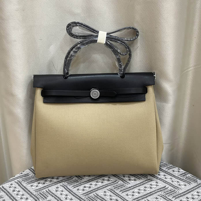 エルメス エールバッグ・ジップ 31 トワルオフィシエ シルバー金具 w刻印 ハンドバッグ レディース he031