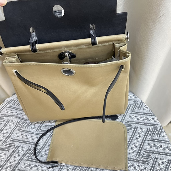 エルメス エールバッグ・ジップ 31 トワルオフィシエ シルバー金具 w刻印 ハンドバッグ レディース he031