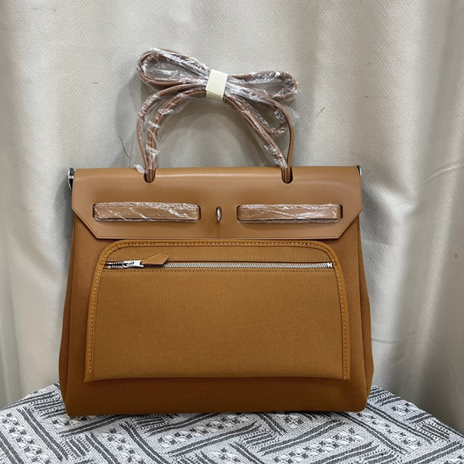 エルメス エールバッグ・ジップ 31 トワルオフィシエ シルバー金具 w刻印 ハンドバッグ レディース he034