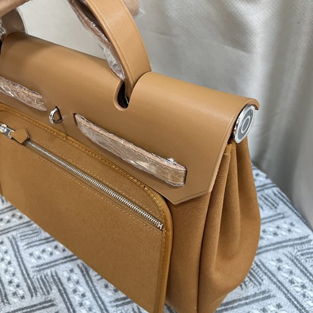 エルメス エールバッグ・ジップ 31 トワルオフィシエ シルバー金具 w刻印 ハンドバッグ レディース he034