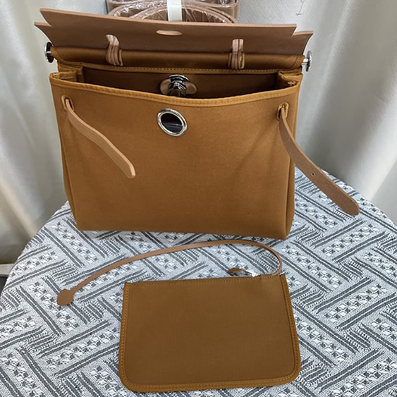 エルメス エールバッグ・ジップ 31 トワルオフィシエ シルバー金具 w刻印 ハンドバッグ レディース he034