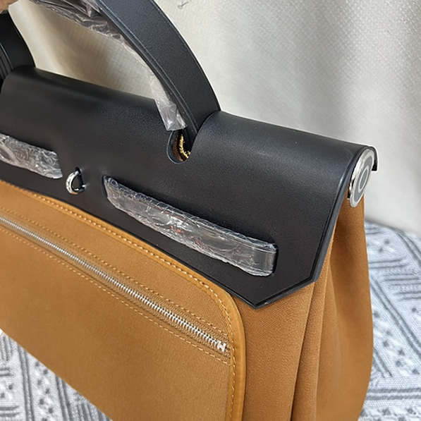 エルメス エールバッグ・ジップ 31 トワルオフィシエ シルバー金具 w刻印 ハンドバッグ レディース he035