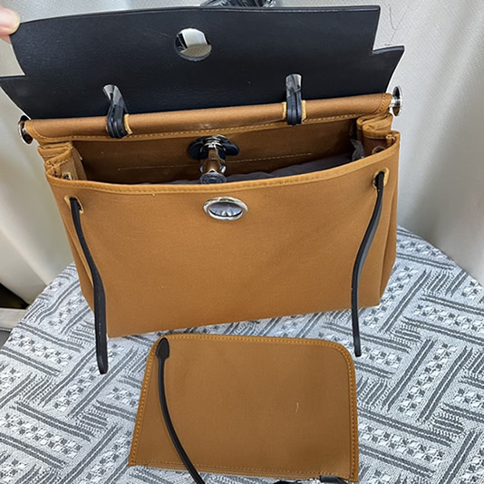 エルメス エールバッグ・ジップ 31 トワルオフィシエ シルバー金具 w刻印 ハンドバッグ レディース he035