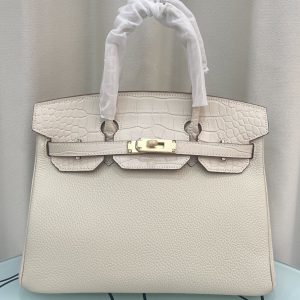 エルメス バーキン 25 タッチ ナタ/ベトン アリゲーターマット トリヨンクレマンス ゴールド金具 w刻印 he041