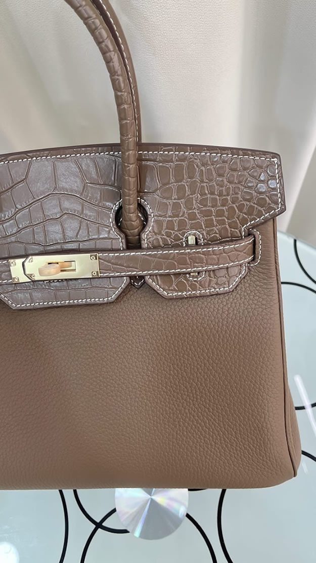 エルメス バーキン 25 30 タッチ ナタ/ベトン アリゲーターマット トリヨンクレマンス 金具 w刻印 he041
