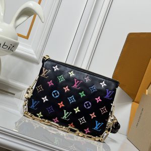 ルイヴィトン モノグラム マルチカラー チェーン ショルダーバッグ 2way クラッチバッグ ブラック ゴールド金具 m59598