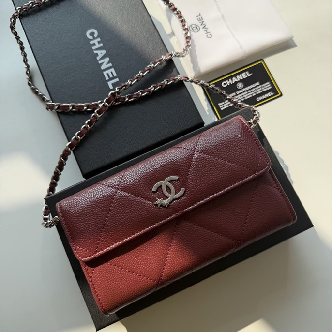 シャネル chanel 19 チェーンウォレット マトラッセ キャビアスキン ボルドー シルバー金具 星チャーム ショルダーバッグ ch