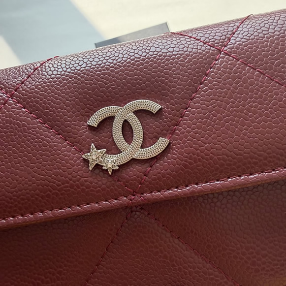 シャネル chanel 19 チェーンウォレット マトラッセ キャビアスキン ボルドー シルバー金具 星チャーム ショルダーバッグ ch
