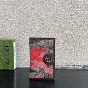 グッチ オフィディア ggスプリーム 迷彩柄 二つ折り カードケース ピンク guc834795