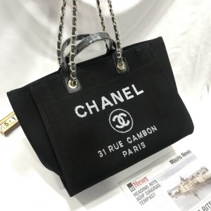 シャネル ドーヴィル トートバッグ キャンバス ブラック 31 rue cambon ch8894