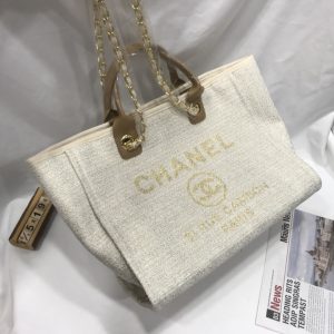 シャネル ドーヴィル トートバッグ キャンバス ベージュ ラージ 31 rue cambon ch8894