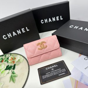 シャネル マトラッセ キャビアスキン 三つ折り財布 ピンク ゴールド金具 chg8003