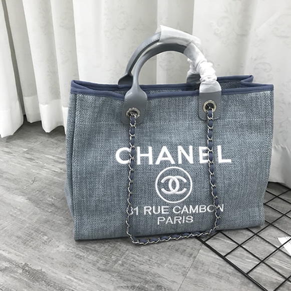 シャネル ドーヴィル ラージ トートバッグ グレー キャンバス シルバー金具 ch66942 (复制)