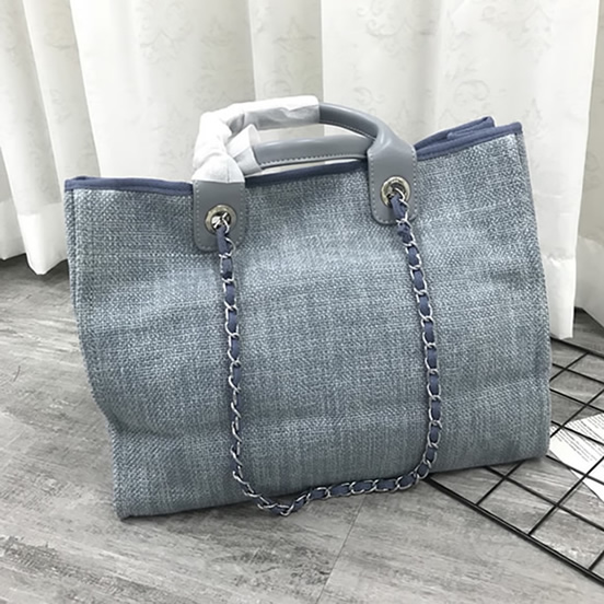 シャネル ドーヴィル ラージ トートバッグ グレー キャンバス シルバー金具 ch66942 (复制)