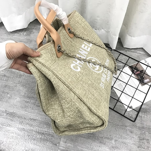 シャネル ドーヴィル ラージ トートバッグ イエロー キャンバス シルバー金具 ch66942 (复制)