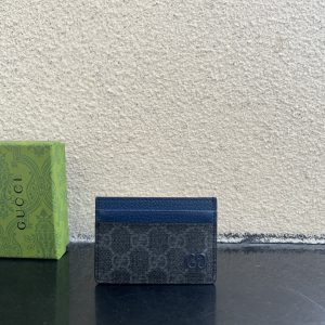 グッチ ggスプリーム キャンバス カードケース ネイビー/ブラック ブルー金具 guca768248