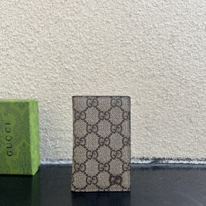 グッチ ggスプリーム キャンバス 二つ折り カードケース ベージュ/エボニー guc768249