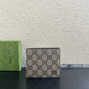 グッチ ggスプリーム キャンバス 二つ折り財布 ベージュ/エボニー guc768243