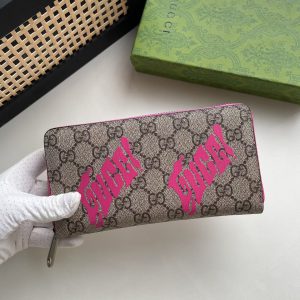 グッチ ggスプリーム キャンバス ジップアラウンドウォレット ベージュ/エボニー guc835324