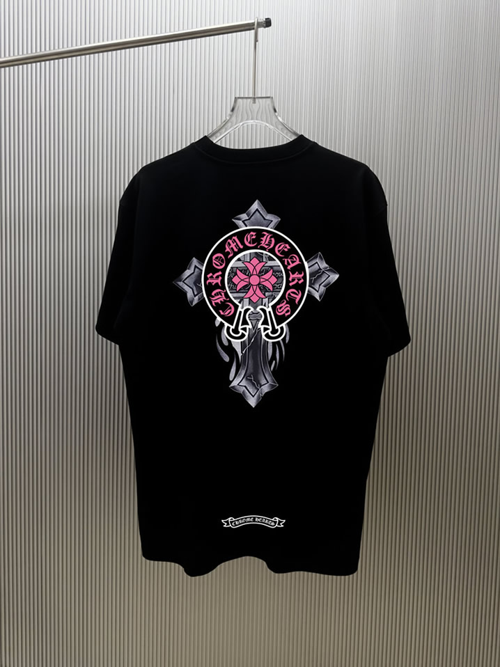 クロムハーツ フローラルクロス グラフィック tシャツ ブラック fs003