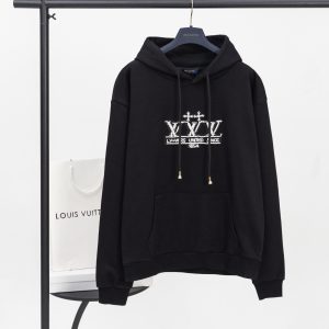 ルイ・ヴィトン lv スタッズ エンブロイダリー フーディー ブラック fs014