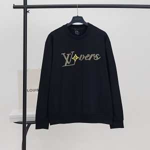 ルイ・ヴィトン lvロゴ スタッズ スウェットシャツ ブラック fs018