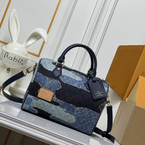 ルイ・ヴィトン スピーディ・バンドリエール 25 モノグラム・デニム ブルー m24424