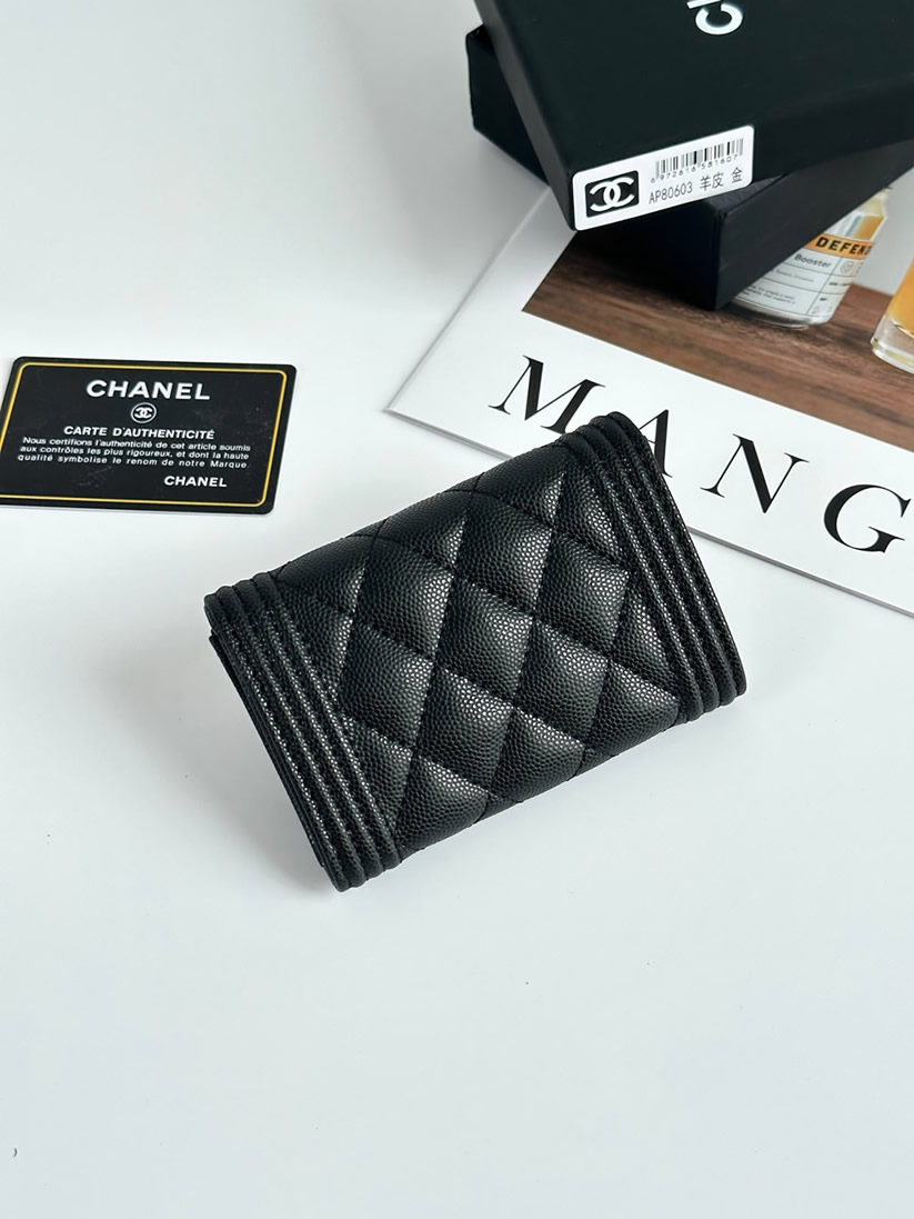 シャネル ボーイシャネル フラップ ウォレット キャビアスキン ブラック シルバー金具 a80603 (复制)