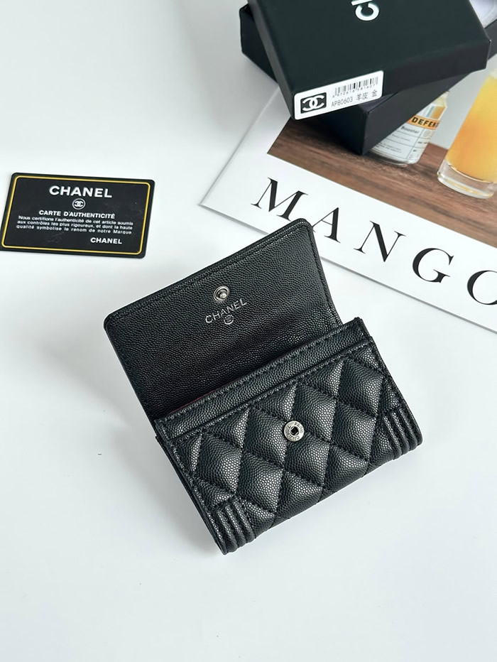 シャネル ボーイシャネル フラップ ウォレット キャビアスキン ブラック シルバー金具 a80603 (复制)