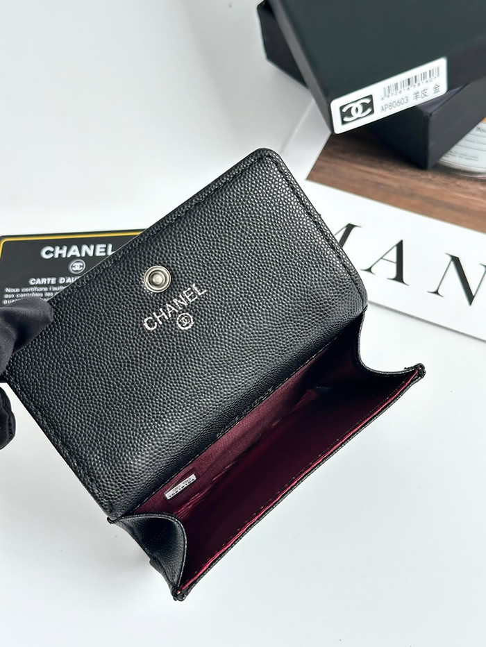 シャネル ボーイシャネル フラップ ウォレット キャビアスキン ブラック シルバー金具 a80603 (复制)