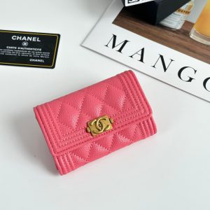 シャネル ボーイシャネル フラップ ウォレット キャビアスキン コーラルピンク a80603