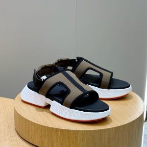 エルメス ゲット サンダル キャンバス カーキ shoes001