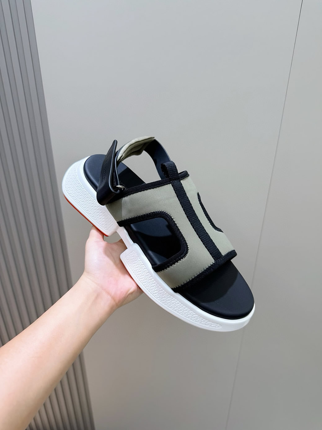 エルメス ゲット サンダル キャンバス カーキ shoes002