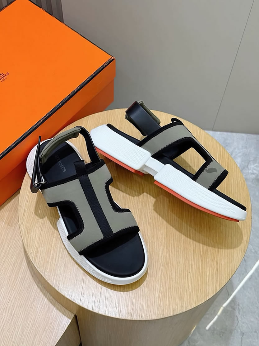 エルメス ゲット サンダル キャンバス カーキ shoes002