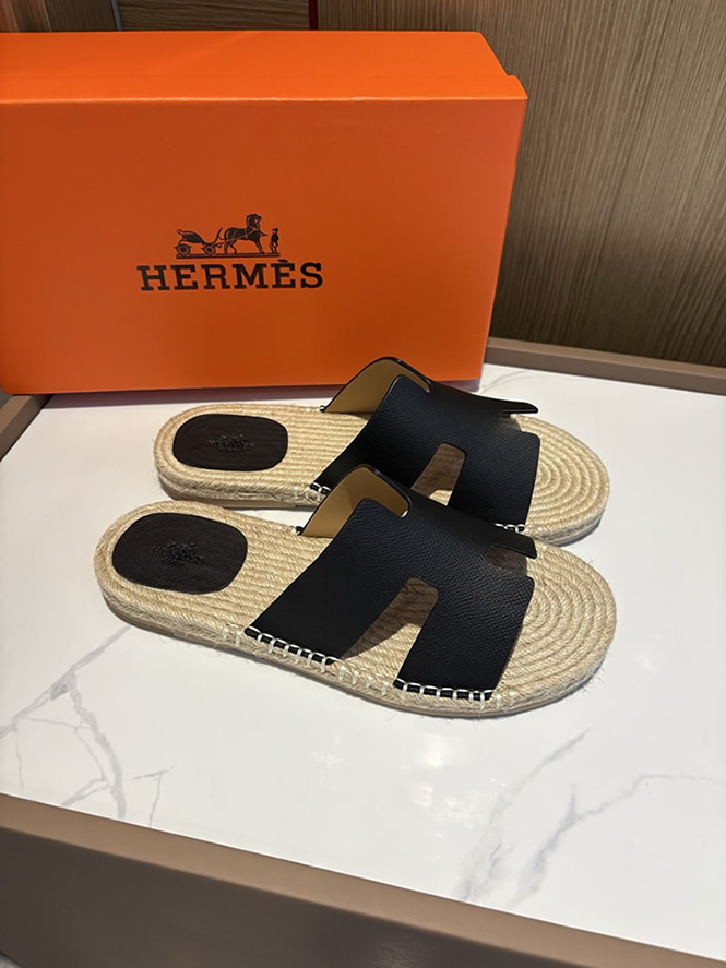 エルメス アンティグア サンダル エスパドリーユ ブラック shoes010