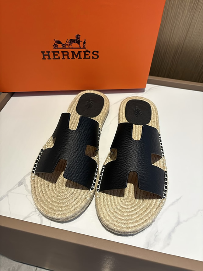 エルメス アンティグア サンダル エスパドリーユ ブラック shoes010