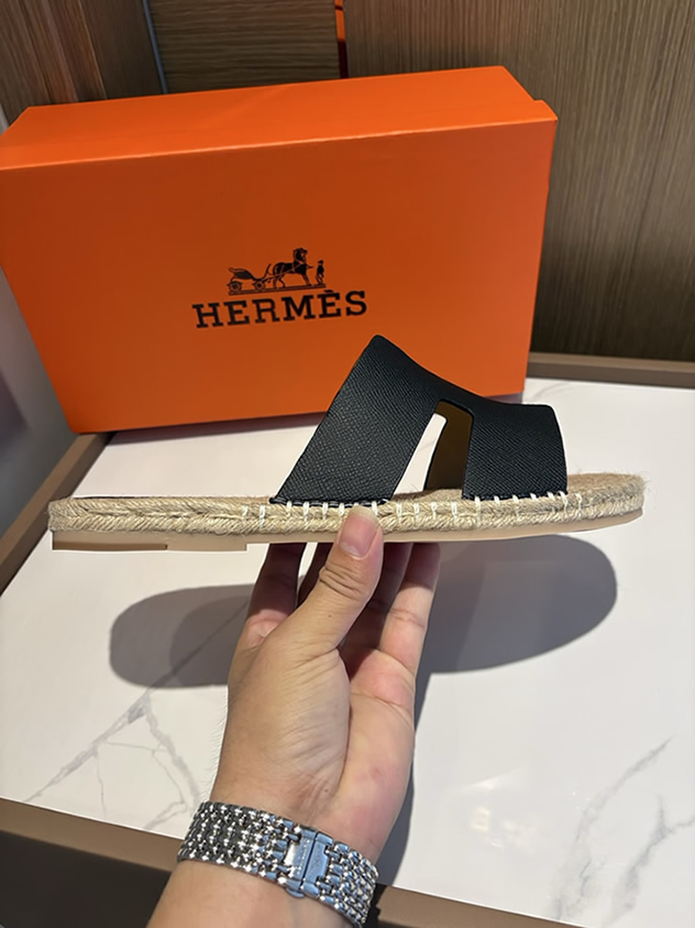 エルメス アンティグア サンダル エスパドリーユ ブラック shoes010