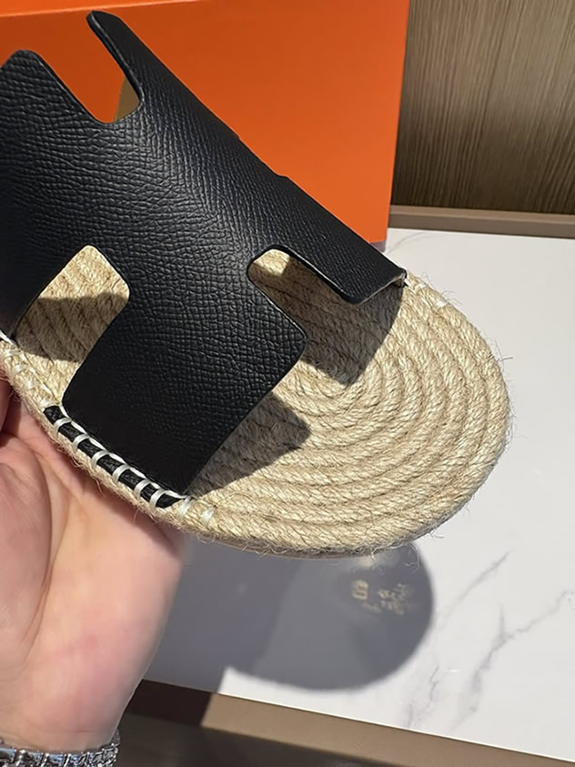 エルメス アンティグア サンダル エスパドリーユ ブラック shoes010