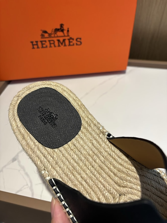 エルメス アンティグア サンダル エスパドリーユ ブラック shoes010