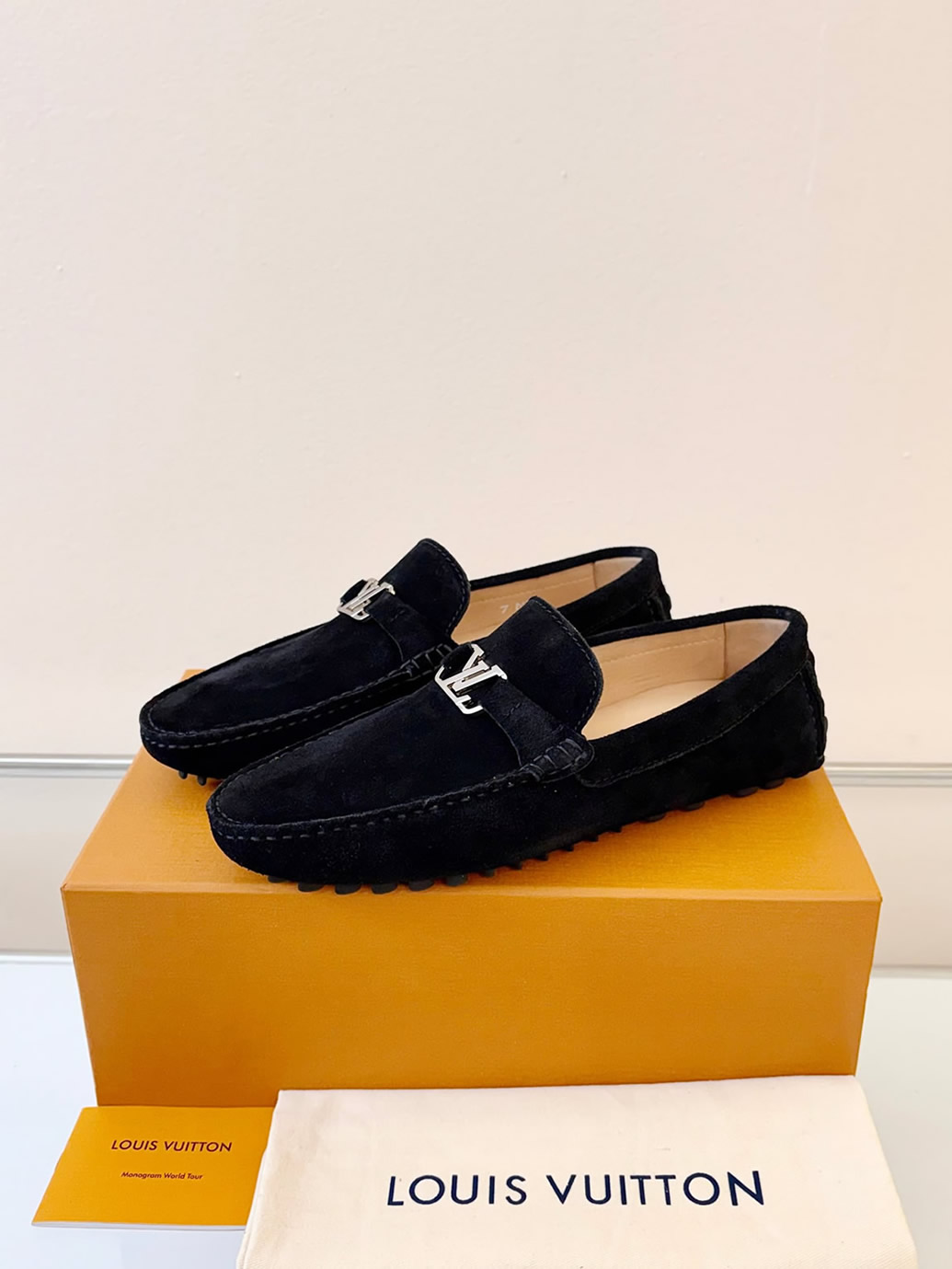 ルイ・ヴィトン アリゾナ ライン ローファー スエード ブラック shoes023