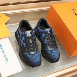 ルイ・ヴィトン ラン 55 ライン スニーカー ダミエ・グラフィット ブルー shoes059